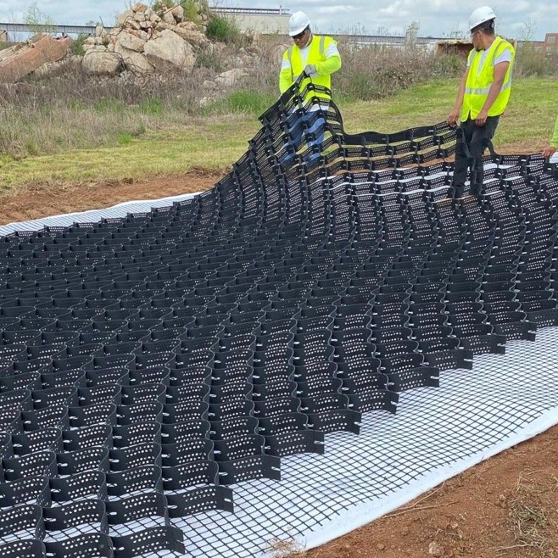 Stabilizator żwiru czarnego Grid Ground HDPE Geocell Factory Stabilizator żwiru dla ścian oporowych podjazdu