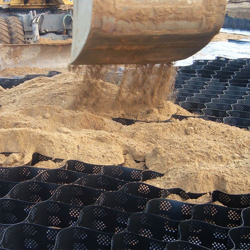 Teksturowana i perforowana sieć żwiru z geocellów z tworzyw sztucznych HDPE do stabilizacji podjazdu, wzmocnienia podstawy drogi, ochrony parkingu i zbocza