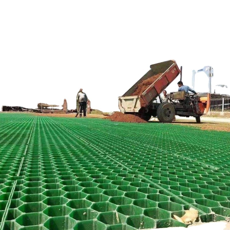 Wytrzymała kratka z HDPE do utwardzania trawników, do wzmacniania podłoża przepuszczalnego, na podjazdy, parkingi, do kształtowania krajobrazu i stabilizacji trawników