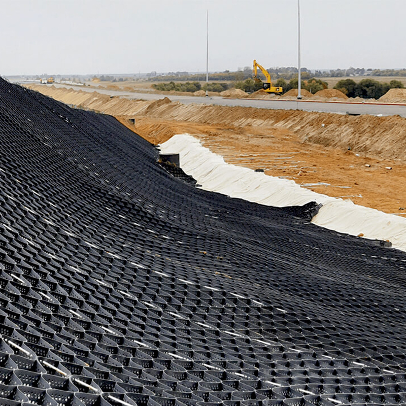 Plastikowa geokrata drogowa ASTM Standard, żwirowa, o strukturze plastra miodu, HDPE, do wzmocnienia muru oporowego, ochrony zbocza, podjazdu, kontroli erozji