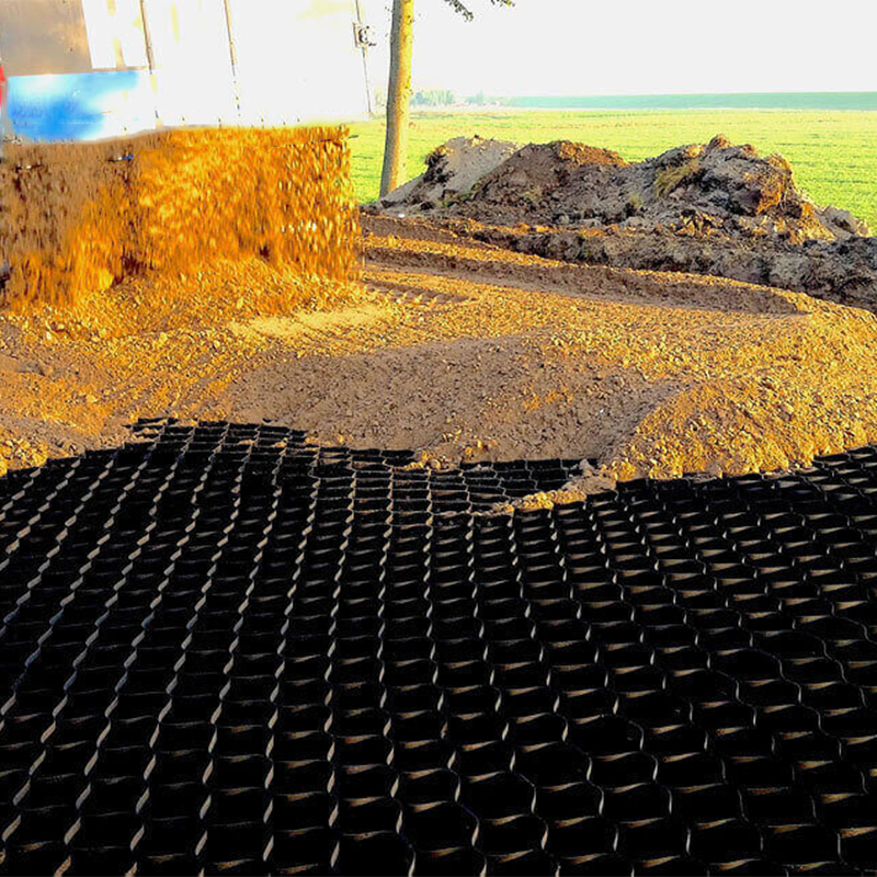 Plastikowa geokrata drogowa ASTM Standard, żwirowa, o strukturze plastra miodu, HDPE, do wzmocnienia muru oporowego, ochrony zbocza, podjazdu, kontroli erozji